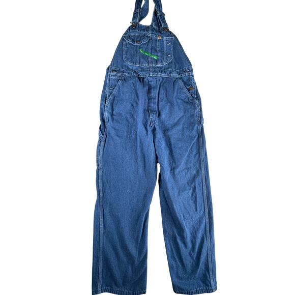 Key Apparel Bib Overalls Mens W38 x L30 Blue Jean Denim Baggy Long Pockets - Picture 1 of 7